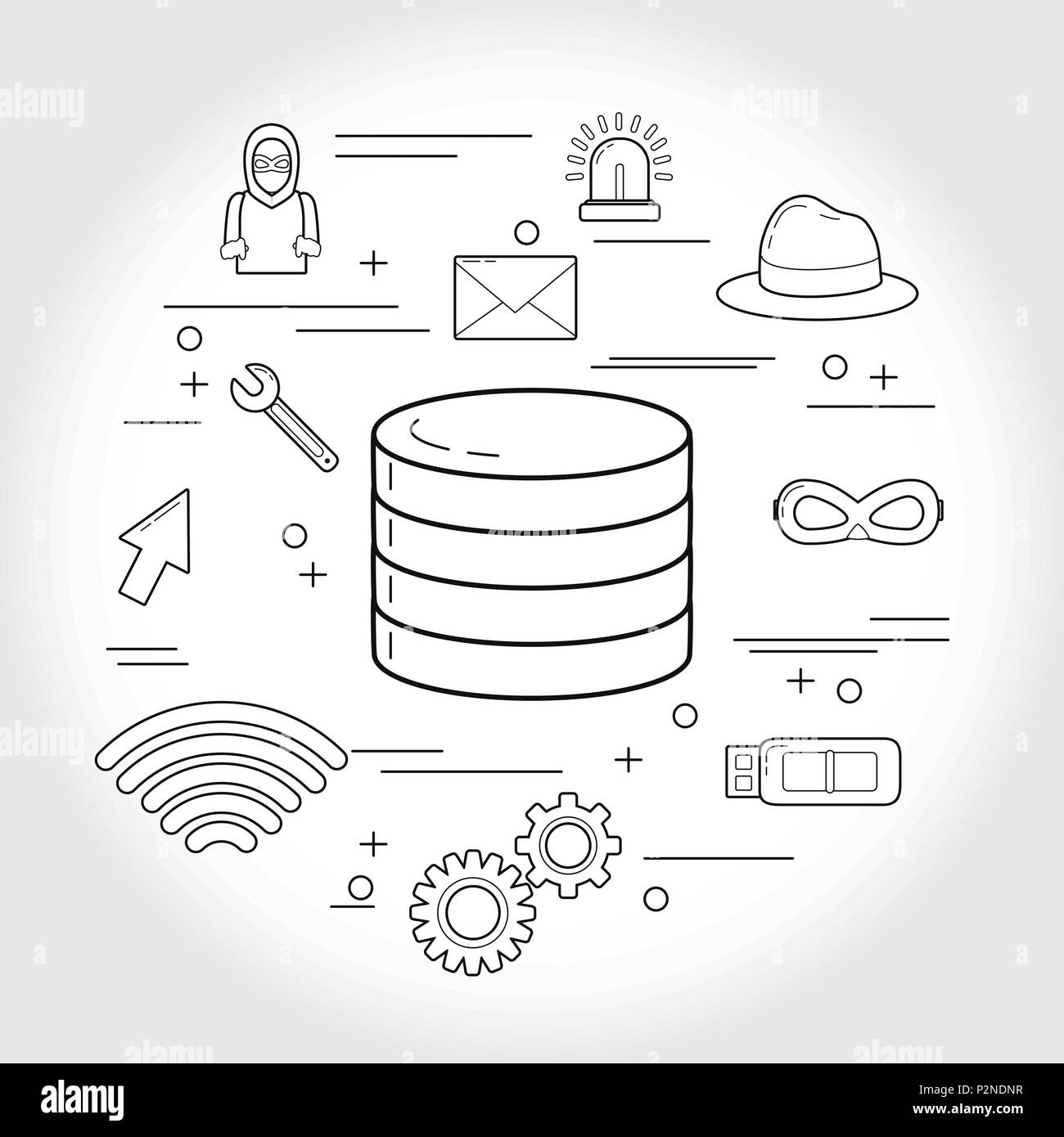 Set of cyber security symbols Stock Vector