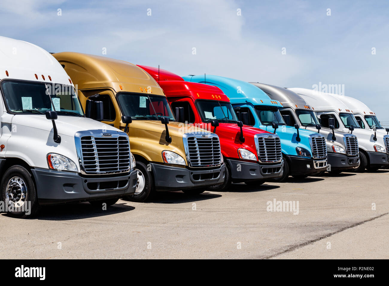 Indianapolis Circa June 2018 Colorful Freightliner Semi Tractor