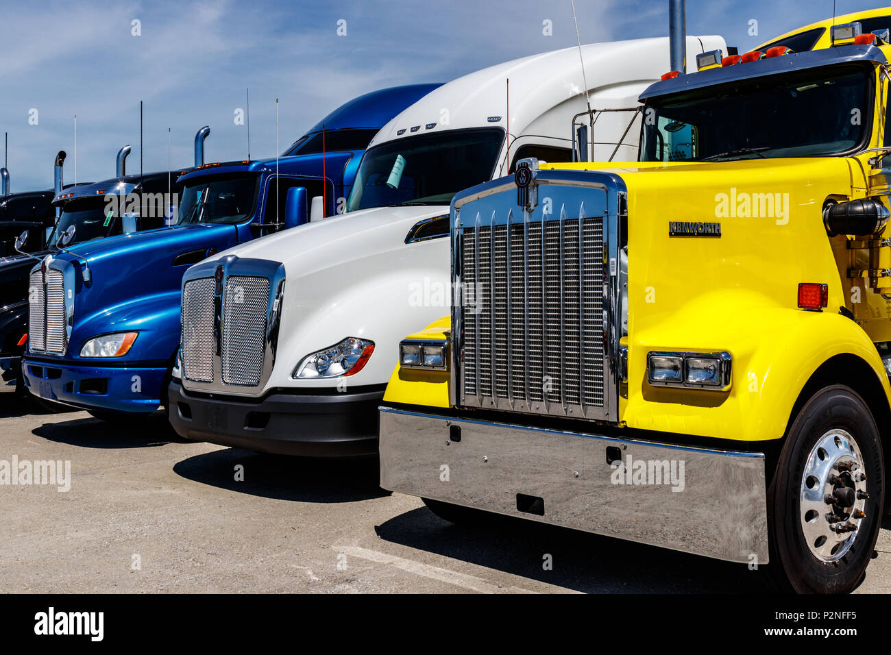 Indianapolis Circa June 2018 Colorful Semi Tractor Trailer Trucks