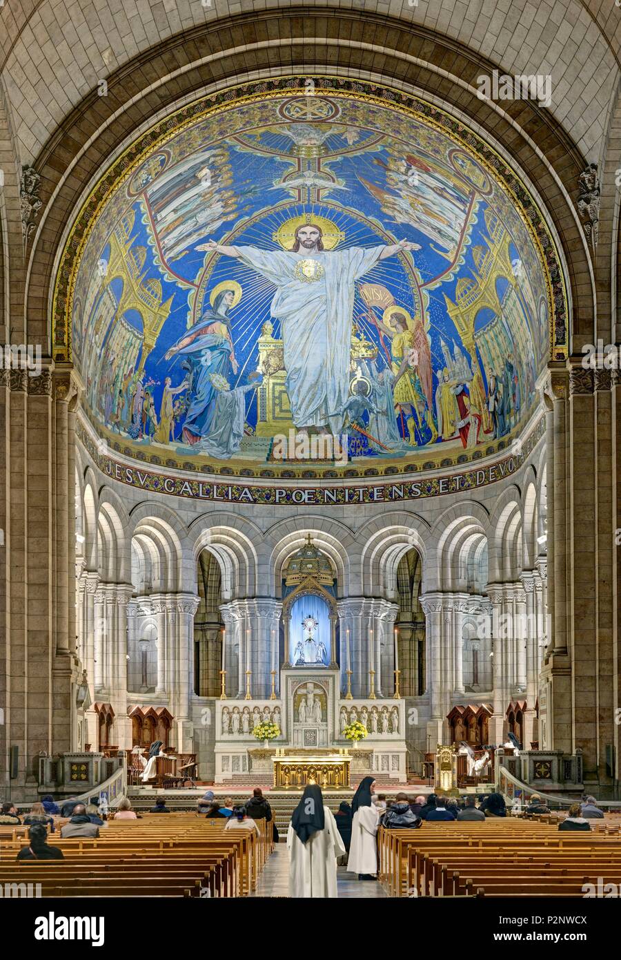 France, Paris, basilica of the Sacré Coeur (Sacred Heart) in Montmartre, the mosaic of the choir Stock Photo