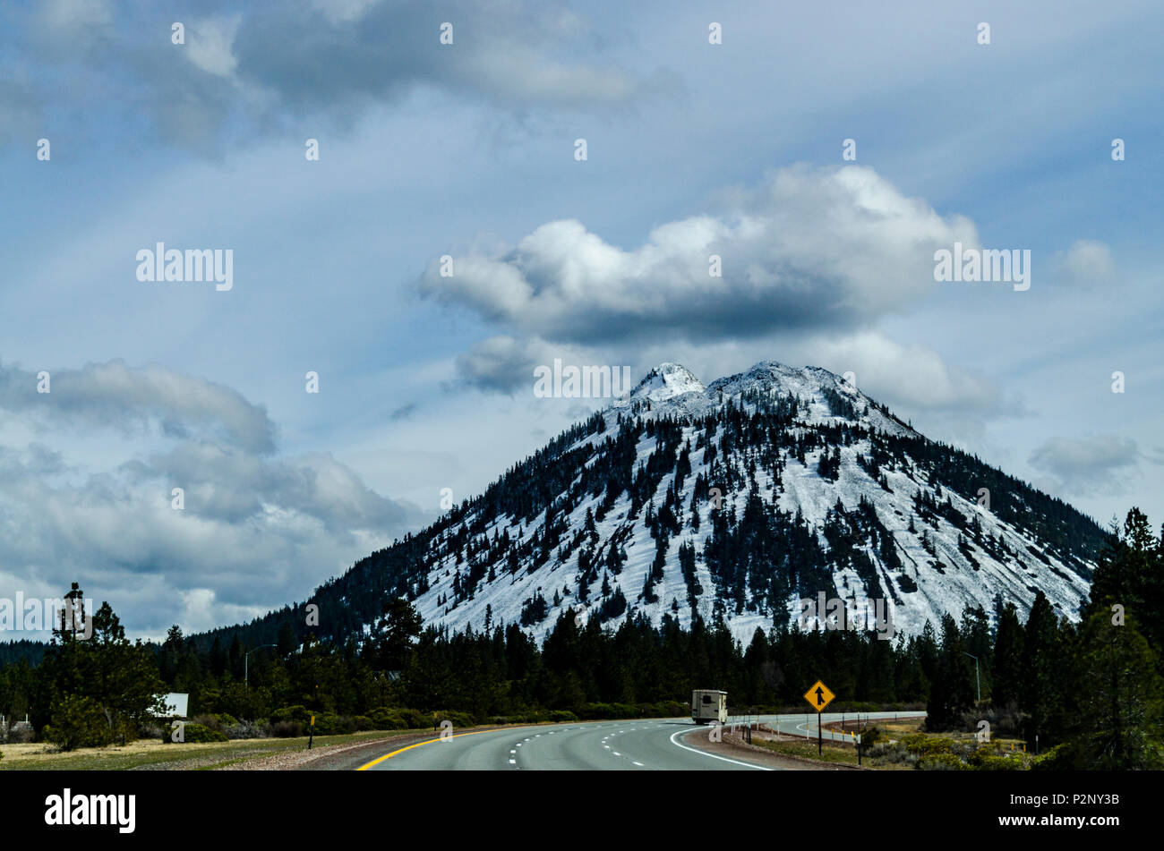 Black Butte in Jefferson county Oregon USA a volcanic cone west of Sisters Oregon Stock Photo