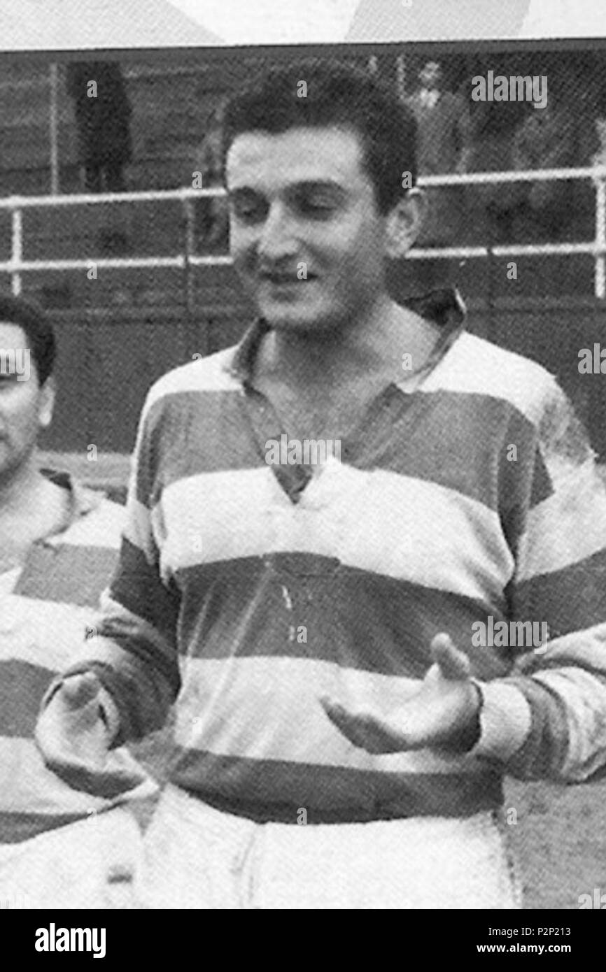 . Former player, then president of the Italian Rugby Federation Giancarlo Dondi with the jersey of Rugby Parma in 1958 . 1958. Unknown 33 Giancarlo Dondi Parma 1958 Stock Photo