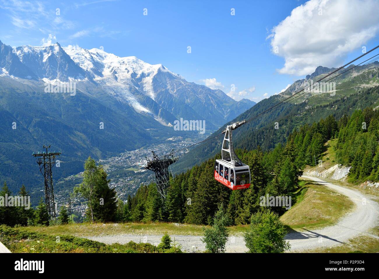 France, Haute Savoie, Chamonix Mont Blanc, cabel car station for La Flegere  and Mont Blanc (4810m Stock Photo - Alamy
