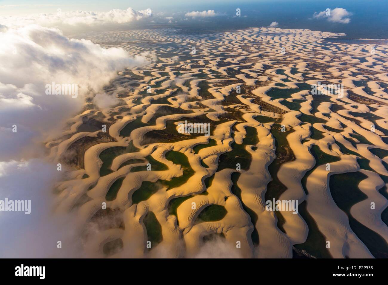 Brazil, Maranhao, Lencois Maranhenses National Park, sand dunes and lagoons  (aerial view Stock Photo - Alamy