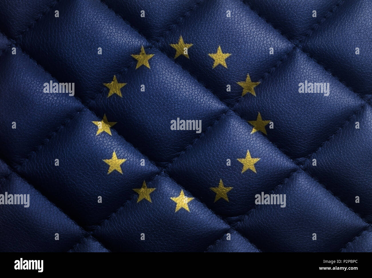 Flag of European Union on leather texture texture background close up ...