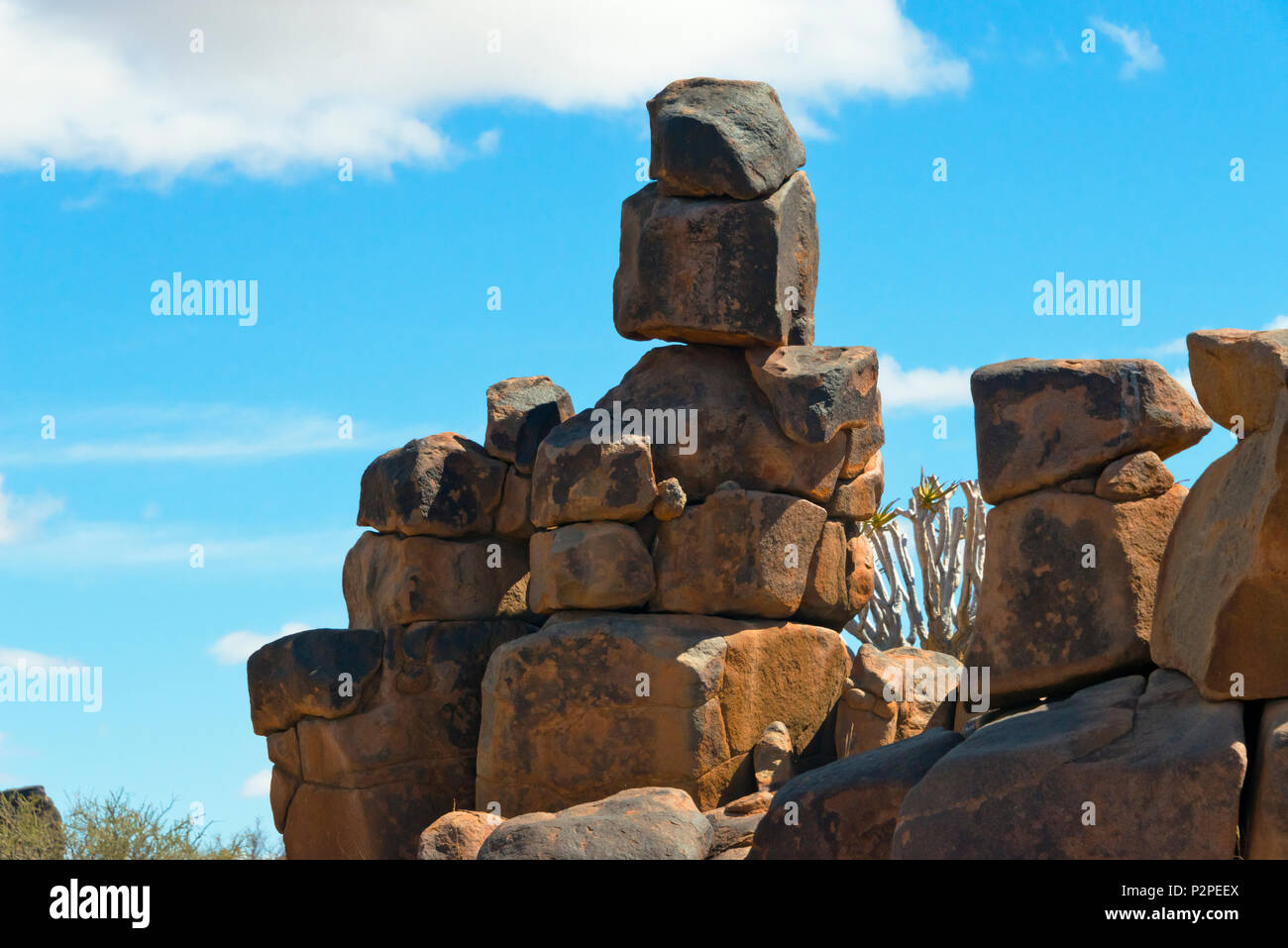 Rock piles in Kalahari Desert, Karas Region, Namibia Stock Photo