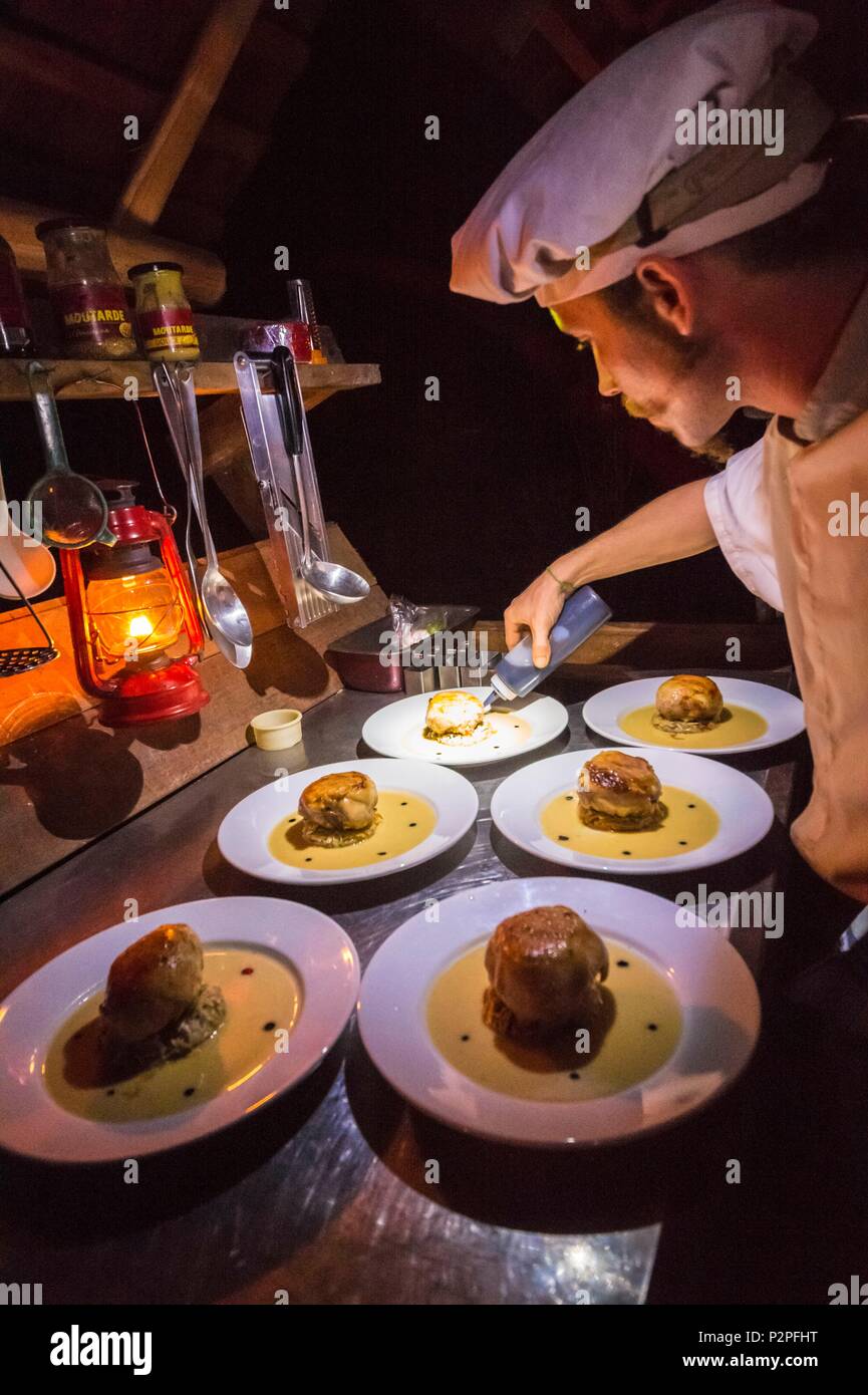 France, French Guiana, Kourou, Wapa Lodge, Gourmet dessert prepared by