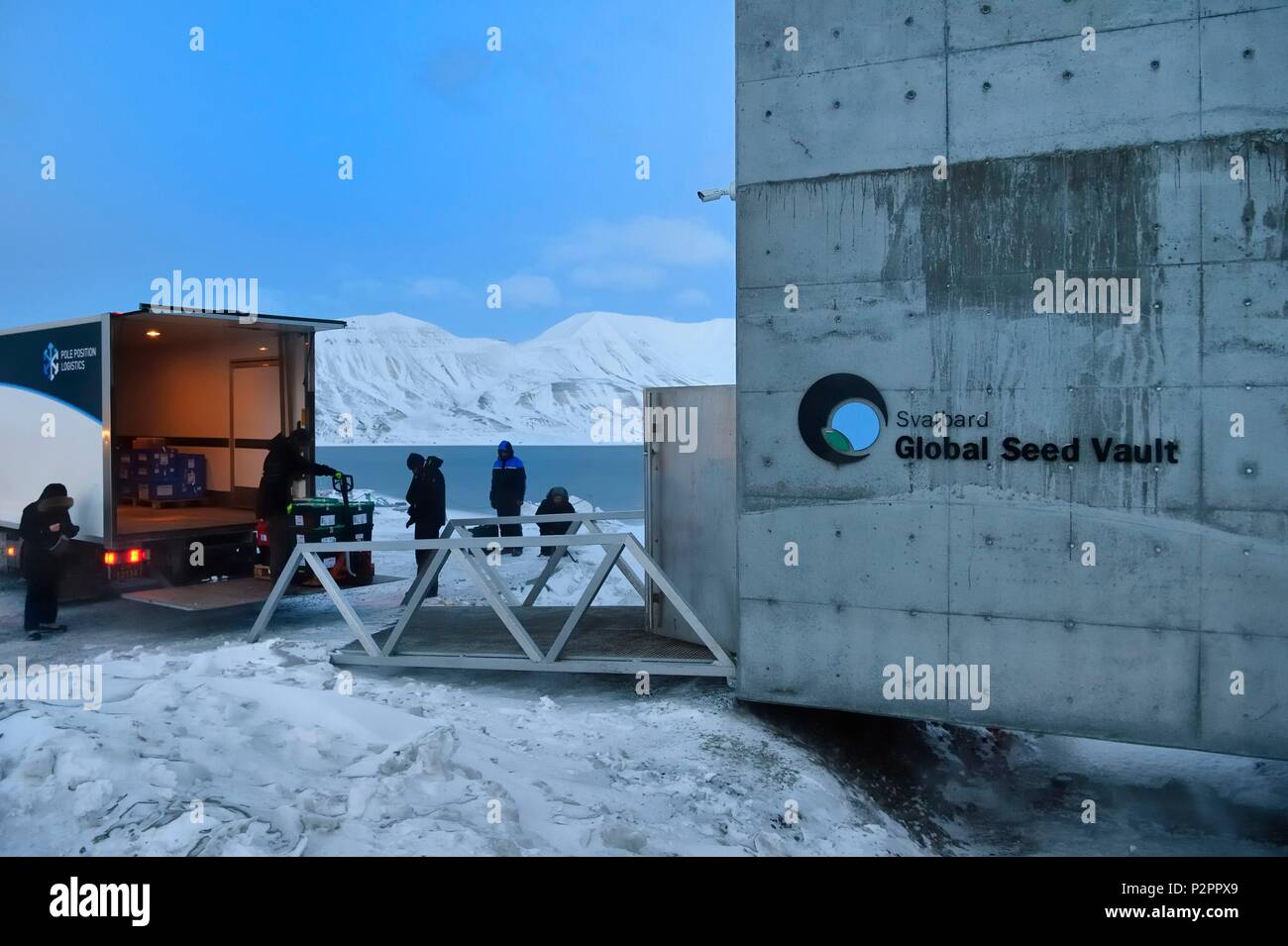 Norway Svalbard Spitzbergen Longyearbyen Svalbard Global Seed Vault Seed Bank Provides A Safety Back Up For Existing Genebank Collections Seed Delivery By Nordgen Stock Photo Alamy