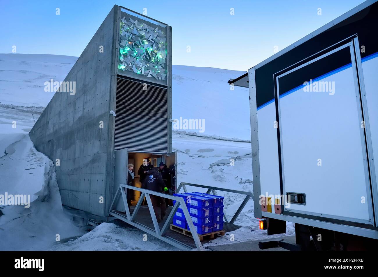 Norway Svalbard Spitzbergen Longyearbyen Svalbard Global Seed Vault Seed Bank Provides A Safety Back Up For Existing Genebank Collections Seed Delivery By Nordgen Stock Photo Alamy