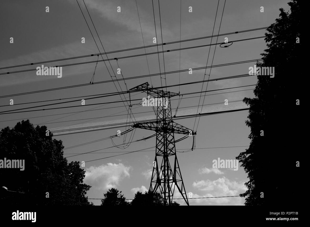 Highvoltage power line Stock Photo Alamy
