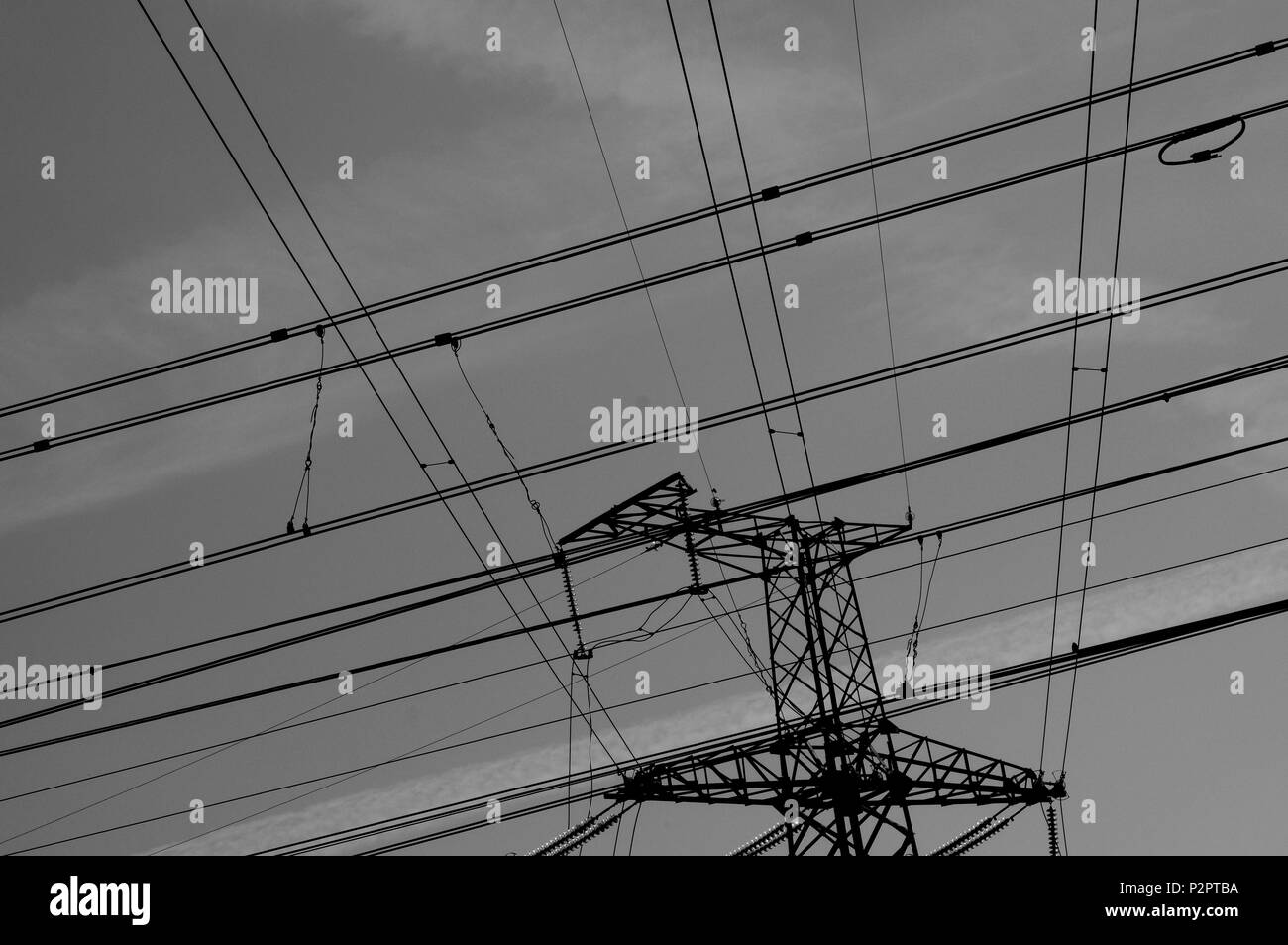 Highvoltage power line Stock Photo Alamy