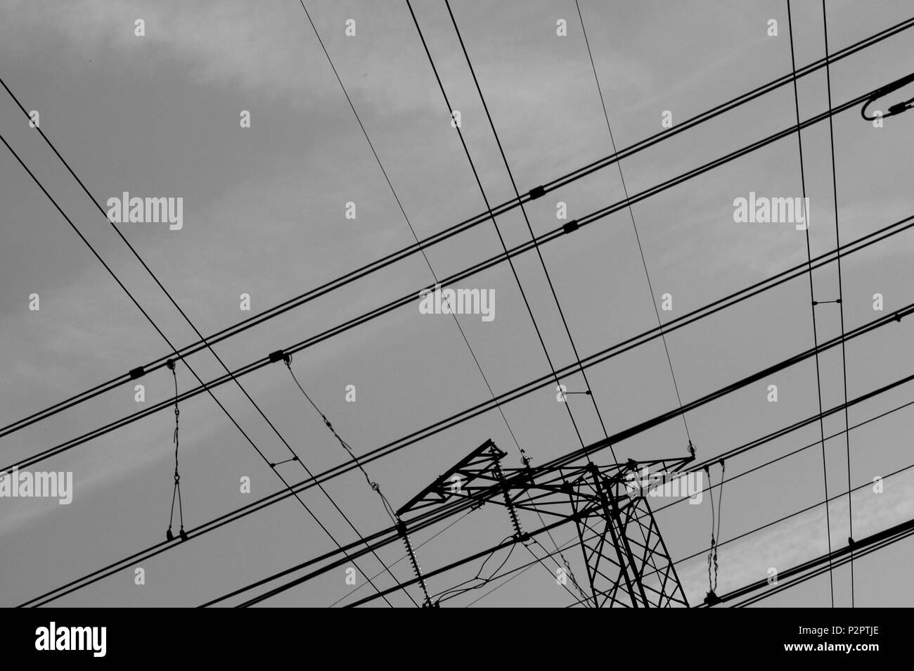 Highvoltage power line Stock Photo Alamy