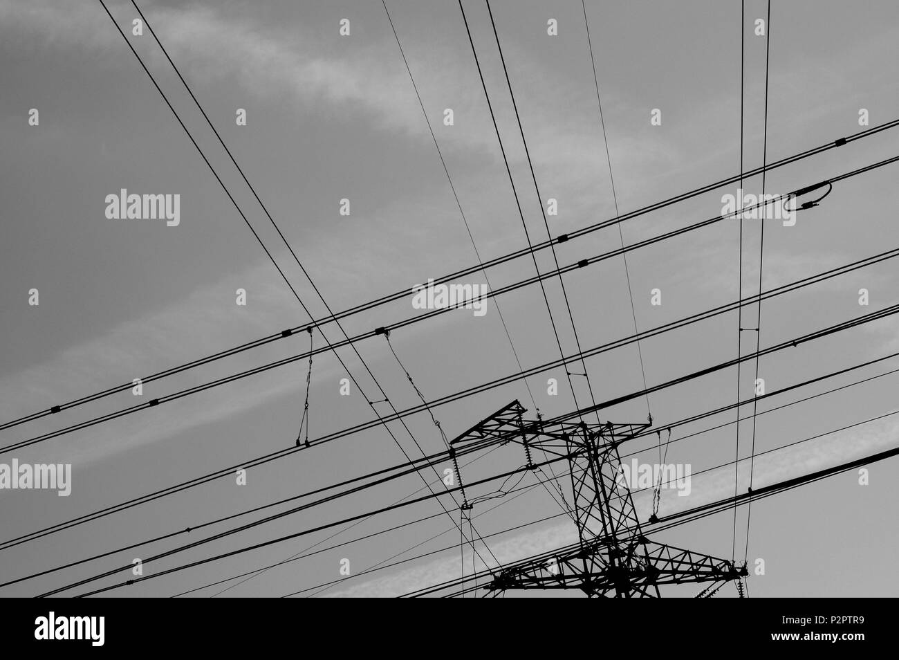 Highvoltage power line Stock Photo Alamy
