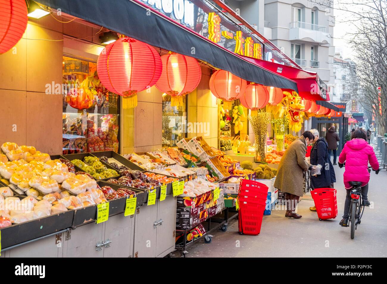 France, Paris, the Chinatown of the 13th arrondissement, Avenue de Choisy Stock Photo