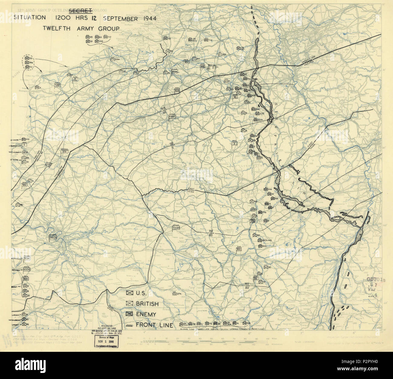 (September 12, 1944), HQ Twelfth Army Group situation map. LOC ...