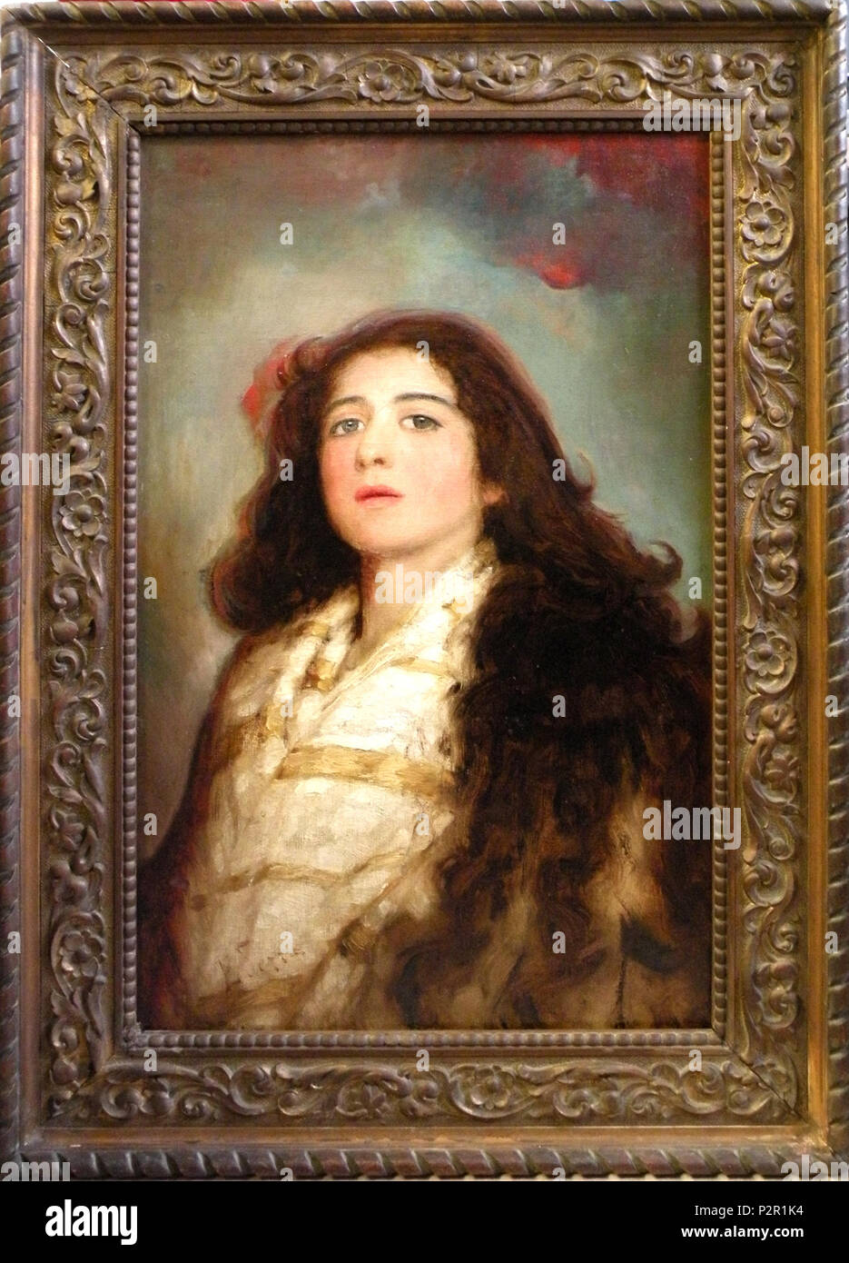 . English: Ernesto Serra (1860-1915). Elda, portrait of a lady. Oil on canvas . between 1885 and 1890. Mjwaterloo 82 Serra ernesto 1860-1915 elda portrait-of-a-lady Stock Photo