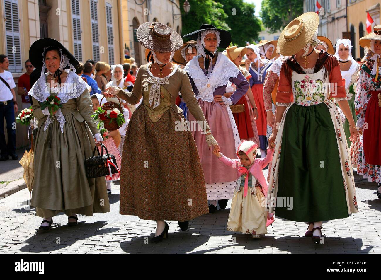 France, Var, Saint Tropez, The Bravade which takes place in May, is an old  tradition of Provence, it takes place every year to invest the village  during three days of processions and