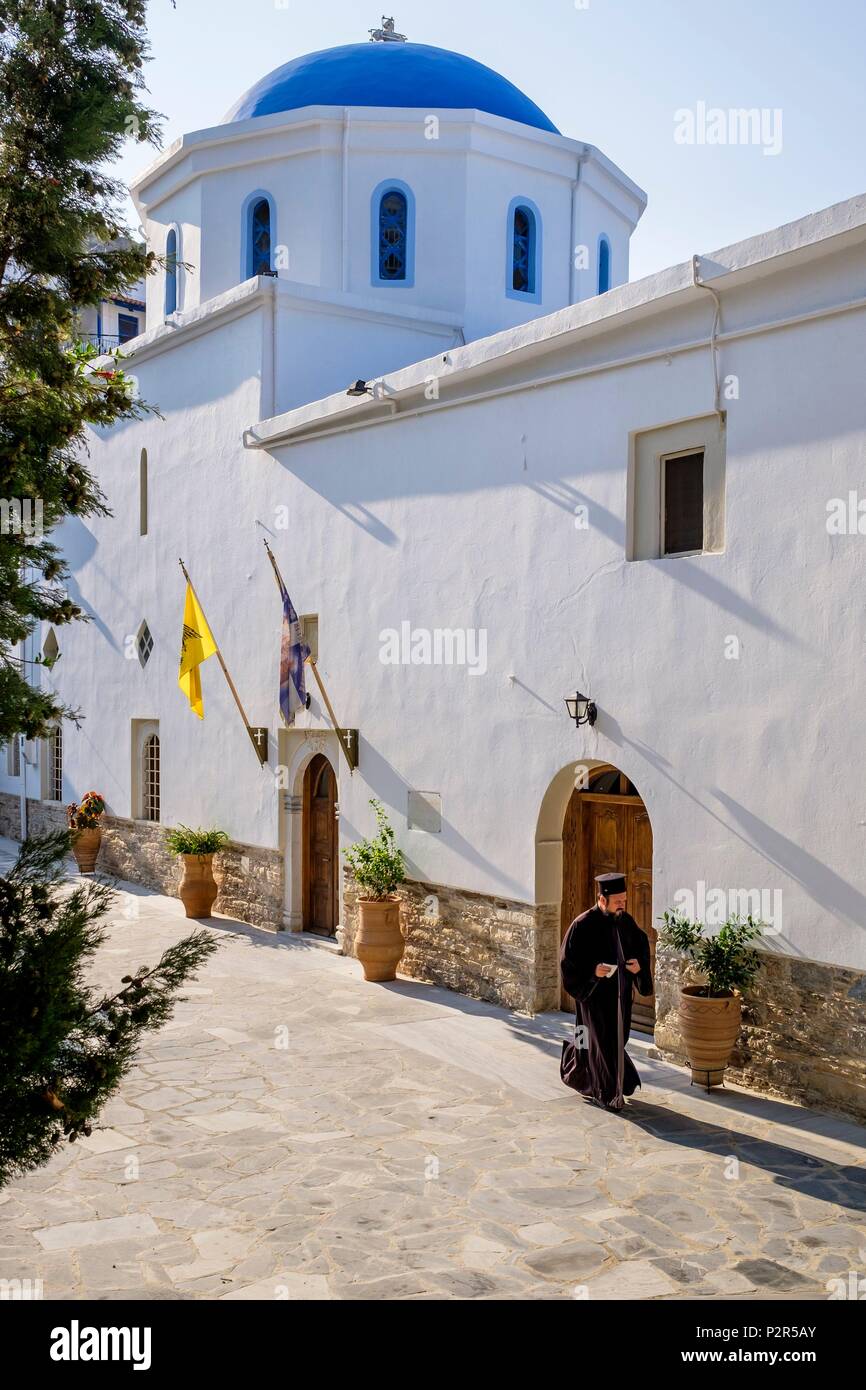 Greece, Fourni Korseon archipelago, Fourni island, Fourni village, Agios Andreas orthodox church Stock Photo