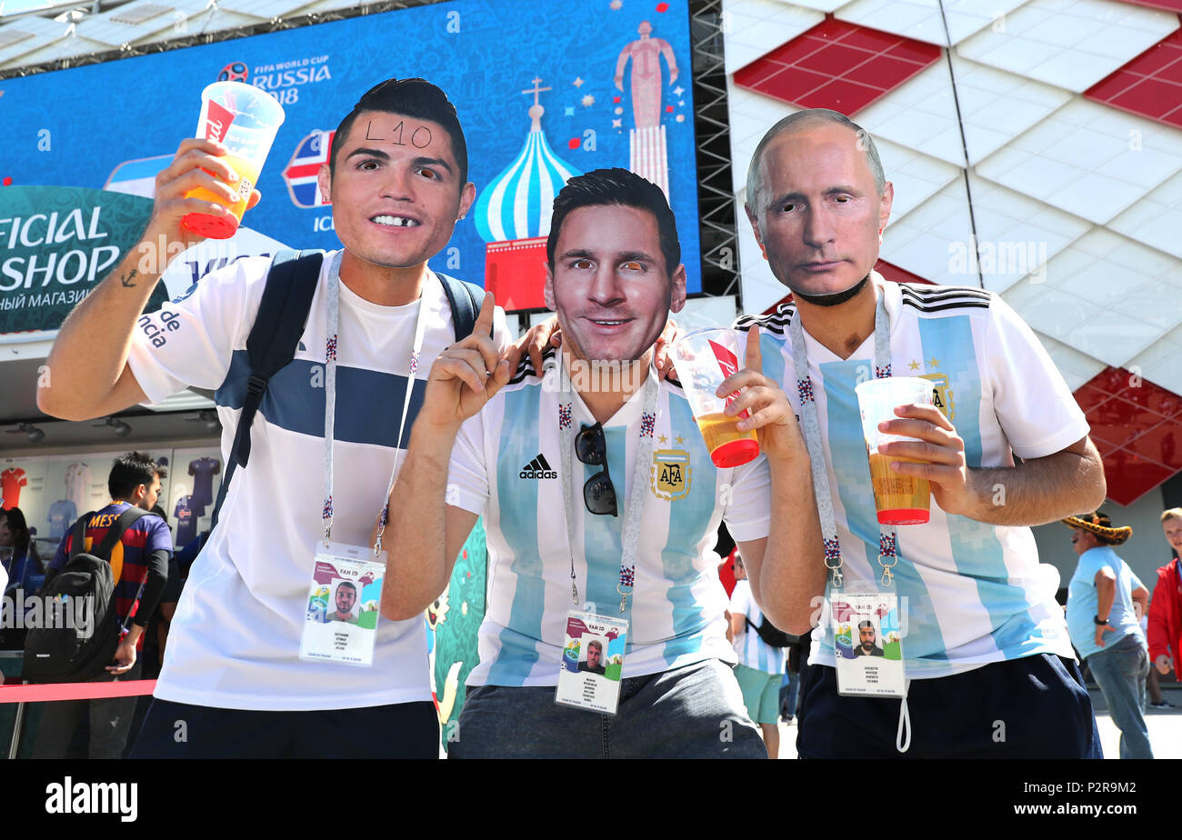 Moscow, Russia. 16th Jun, 2018. Ronaldo, Messi, Putin ARGENTINA V ICELAND ARGENTINA V ICELAND, 2018 FIFA WORLD CUP RUSSIA 16 June 2018 GBC8099 2018 FIFA World Cup Russia Spartak Stadium Moscow STRICTLY EDITORIAL USE ONLY. If The Player/Players Depicted In This Image Is/Are Playing For An English Club Or The England National Team. Then This Image May Only Be Used For Editorial Purposes. No Commercial Use. Credit: Allstar Picture Library/Alamy Live News Stock Photo