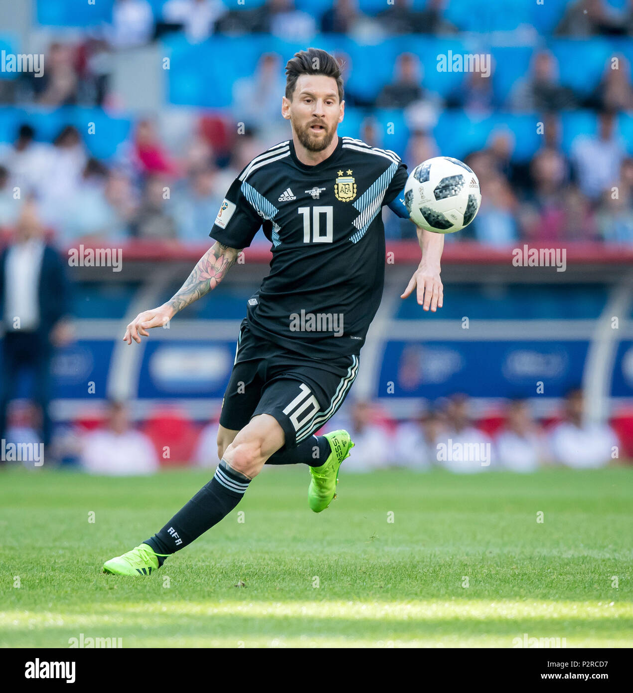 Moscow, Russland. 16th June, 2018. Lionel Messi (Argentina) on the ball GES/Football/World Cup 2018 Russia: Argentina - Iceland, 16.06.2018 GES/Soccer/Football/Worldcup 2018 Russia: Argentina vs Iceland, City, June 16, 2018 | usage worldwide Credit: dpa/Alamy Live News Stock Photo