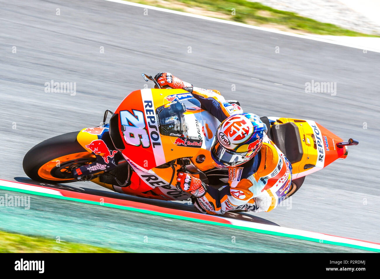 Montmelo, Spain. 16th Jun, 2018. DANI PEDROSA (26) of Spain during the MotoGP  qualifying session of the race of the Catalunya Grand Prix at Circuit de  Barcelona racetrack in Montmelo, near Barcelona