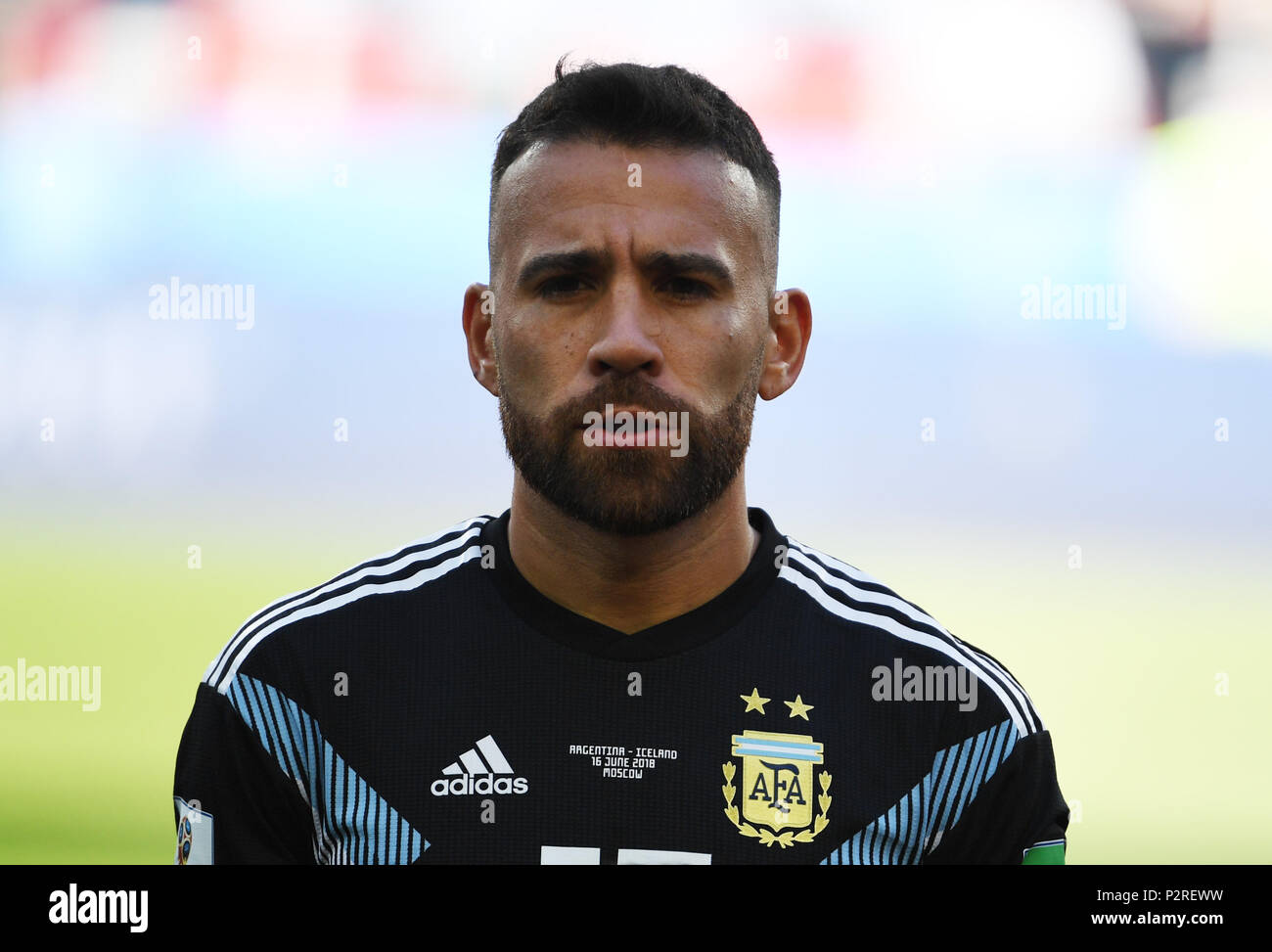 Moscow, Russia. 16th Jun, 2018. 16 June 2018, Russia, Moscow, Soccer, FIFA World Cup 2018, Group D, Matchday 1 of 3, Argentina vs Iceland at the Spartak Stadium: Nicolas Otamendi. Photo: Federico Gambarini/dpa Credit: dpa picture alliance/Alamy Live News Stock Photo