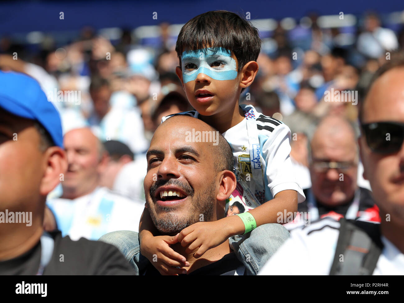 Young Argentina Fan ARGENTINA V ICELAND ARGENTINA V ICELAND, 2018 FIFA WORLD CUP RUSSIA 16 June 2018 GBC8161 2018 FIFA World Cup Russia Spartak Stadium Moscow STRICTLY EDITORIAL USE ONLY. If The Player/Players Depicted In This Image Is/Are Playing For An English Club Or The England National Team. Then This Image May Only Be Used For Editorial Purposes. No Commercial Use. The Following Usages Are Also Restricted EVEN IF IN AN EDITORIAL CONTEXT: Use in conjuction with, or part of, any unauthorized audio, video, data, fixture lists, club/league logos, Betting, Games or any 'live Stock Photo