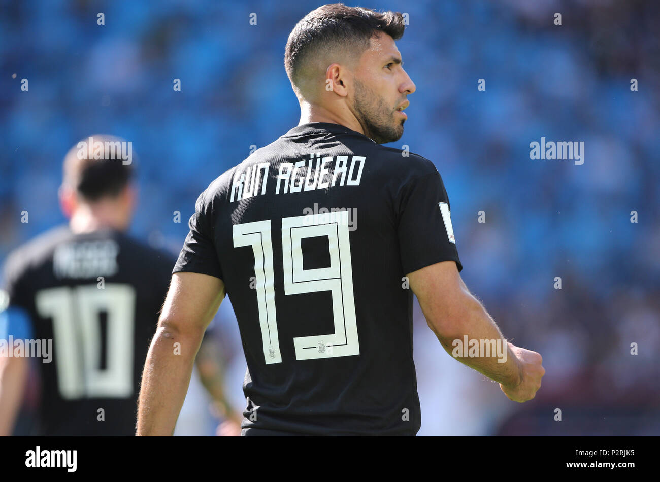 Moscow, Russia. 16th June, 2018. 16.06.2018. Moscow, Russia: Sergio Aguero soccer the gol and celebrates during the match Fifa World Cup Russia 2018, Group D, football match between Argentina v Iceland in Spartak Stadium in Moscow. Credit: Independent Photo Agency/Alamy Live News Stock Photo