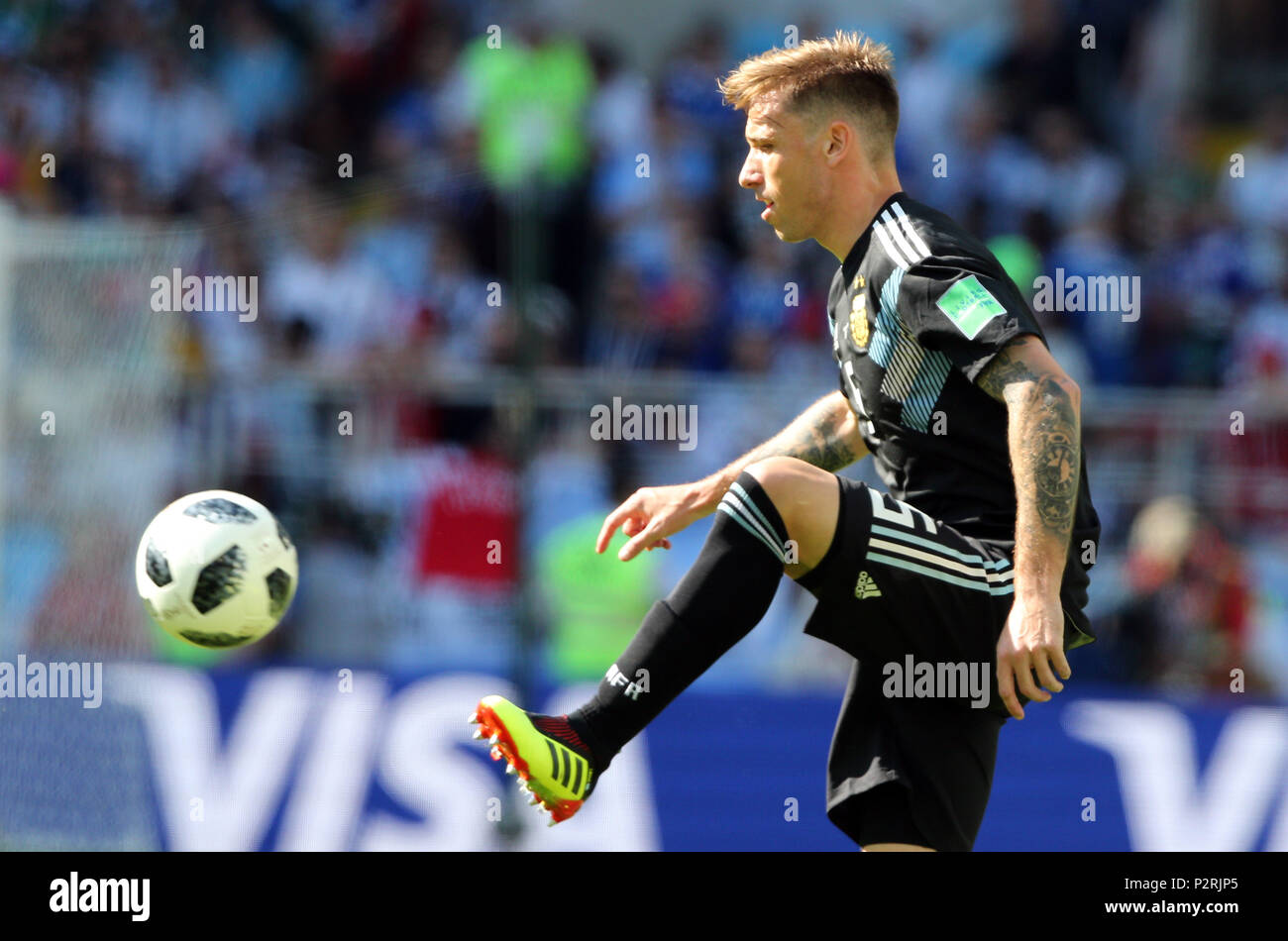 Moscow, Russia. 16th June, 2018. 16.06.2018. Moscow, Russia: Lucas Biglia in action during the match Fifa World Cup Russia 2018, Group D, football match between Argentina v Iceland in Spartak Stadium in Moscow. Credit: Independent Photo Agency/Alamy Live News Stock Photo