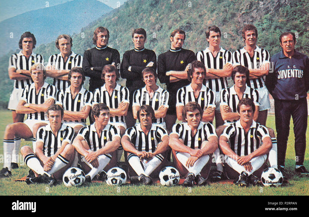 Italiano: La rosa della Juventus nella stagione 1974-75: Da sinistra, in  piedi: A. Cuccureddu, J. Altafini, G. Alessandrelli, D. Zoff, M. Piloni, R.  Bettega, L. Spinosi, C. Parola (allenatore); seduti: F.