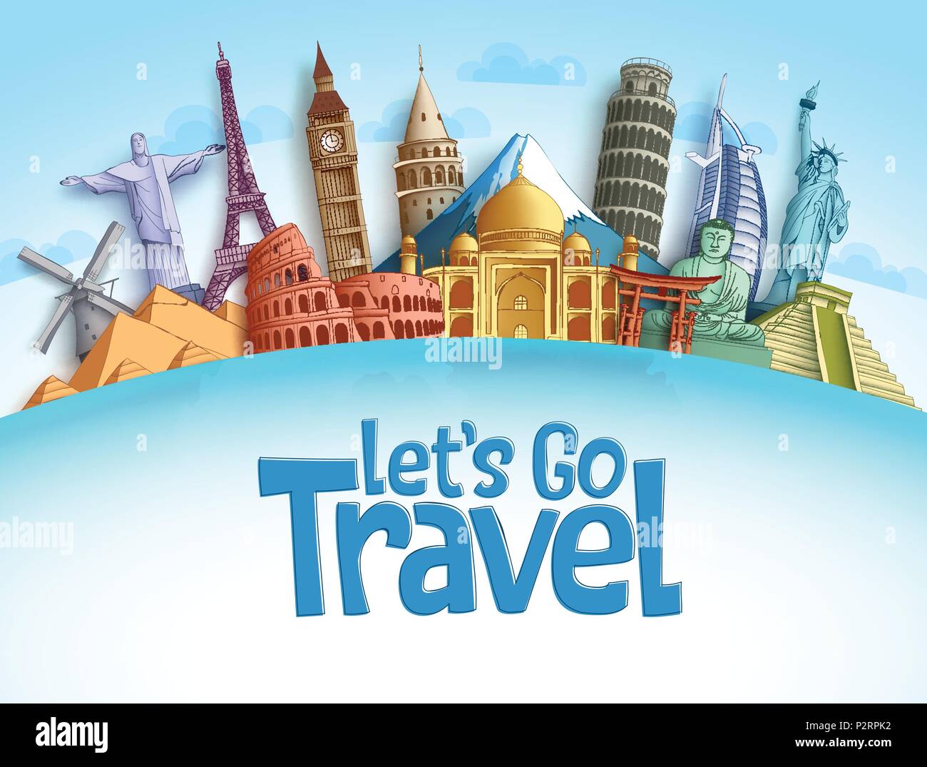 Travel destination vector background and template design with
