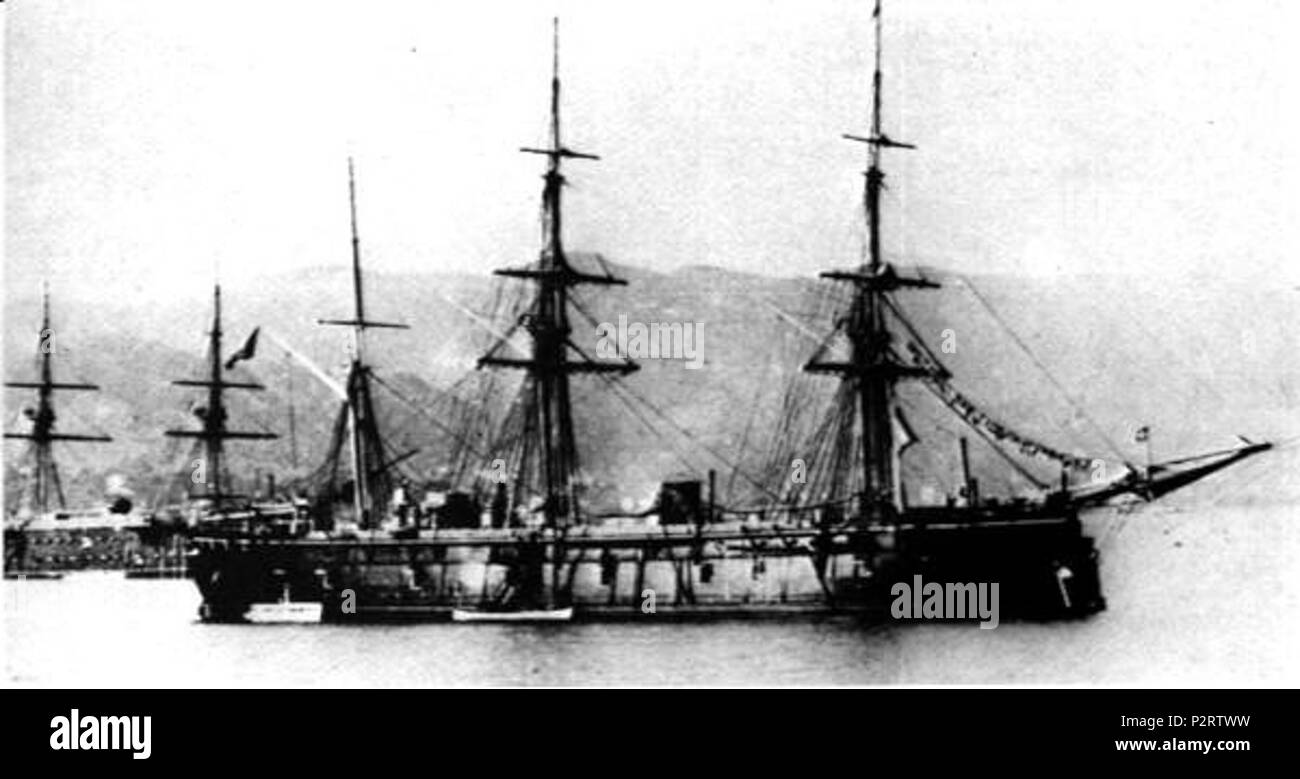 . the ship in 1870 . 1870. Unknown 77 Roma pirofregata corazzata Stock