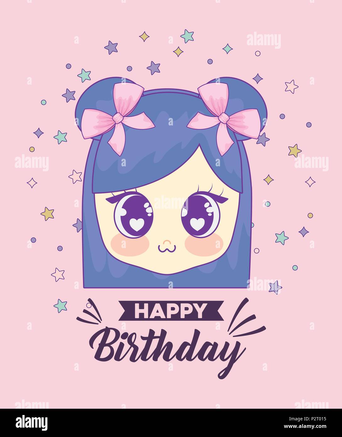 Anime Girl With Balloons Happy Birthday Greeting Card – Cupsie's Creations