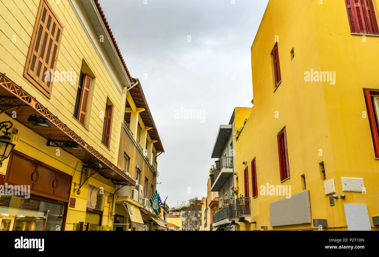 Plaka Ancient Greek Neighborhoods and Shopping Streets Next To Acropolis Athens Greece Stock