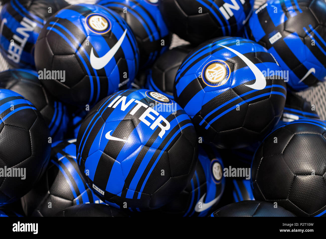 7 JUNE 2018, MILAN, ITALY: Official Store FC Inter Milan and Milan ,  clothing and footwear team of souvenirs and paraphernalia for fans of the  team an Stock Photo - Alamy