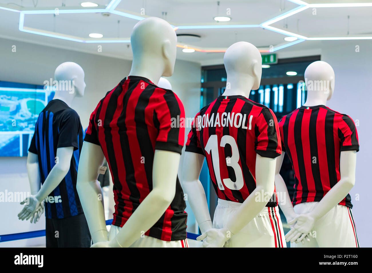 7 JUNE 2018, MILAN, ITALY: Official Store FC Inter Milan and Milan ,  clothing and footwear team of souvenirs and paraphernalia for fans of the  team an Stock Photo - Alamy