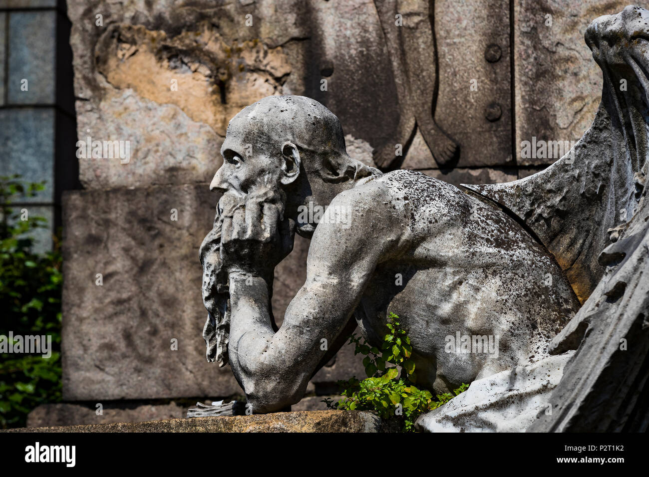 5 JUNE 2018, MILAN, ITALY Statues of mourning at the graves of the