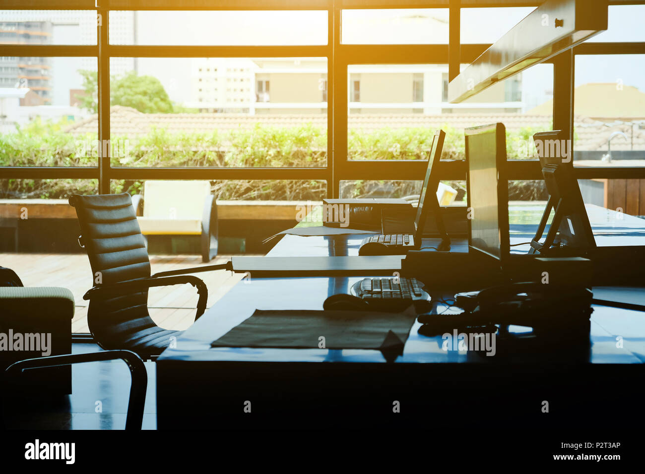 image of workplace, Modern Office Interior Stock Photo