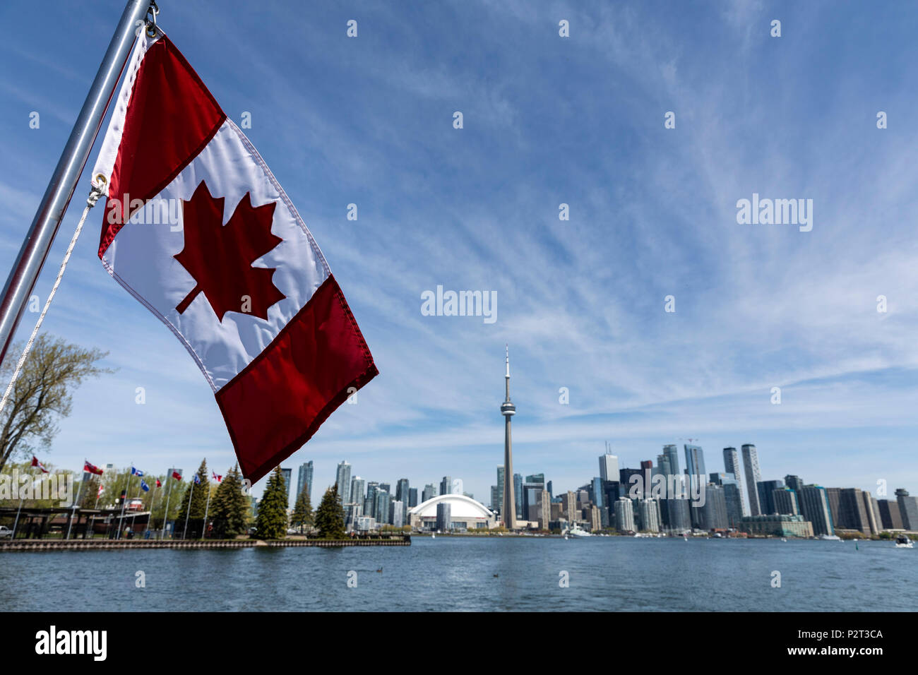 Canadian Flag And Toronto Waterfront Toronto Canada Stock Photo Alamy