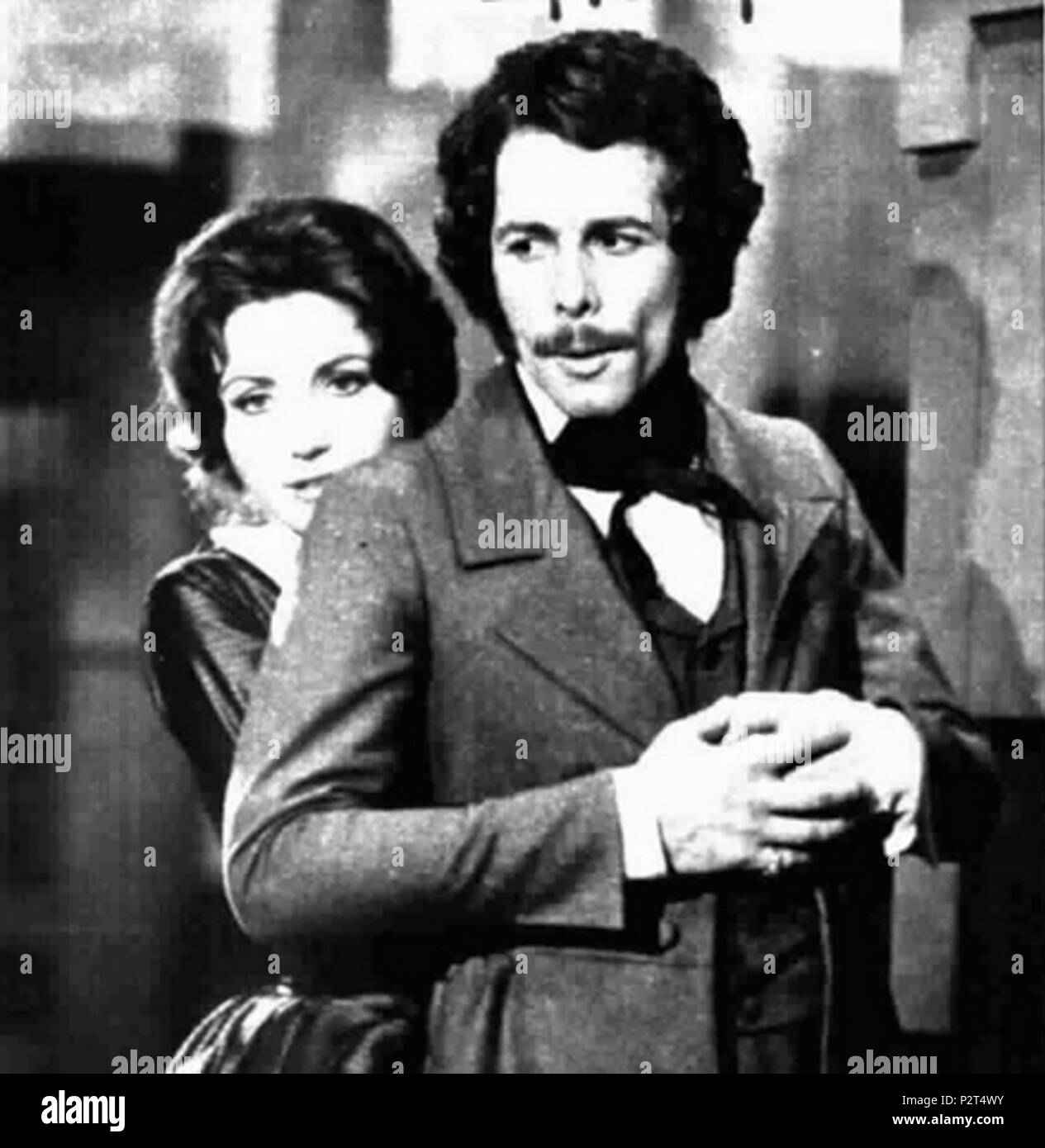 . Italian actors Elisabetta Carta and Gabriele Lavia on stage . April 1975. Unknown 24 Elisabetta Carta and Gabriele Lavia Stock Photo