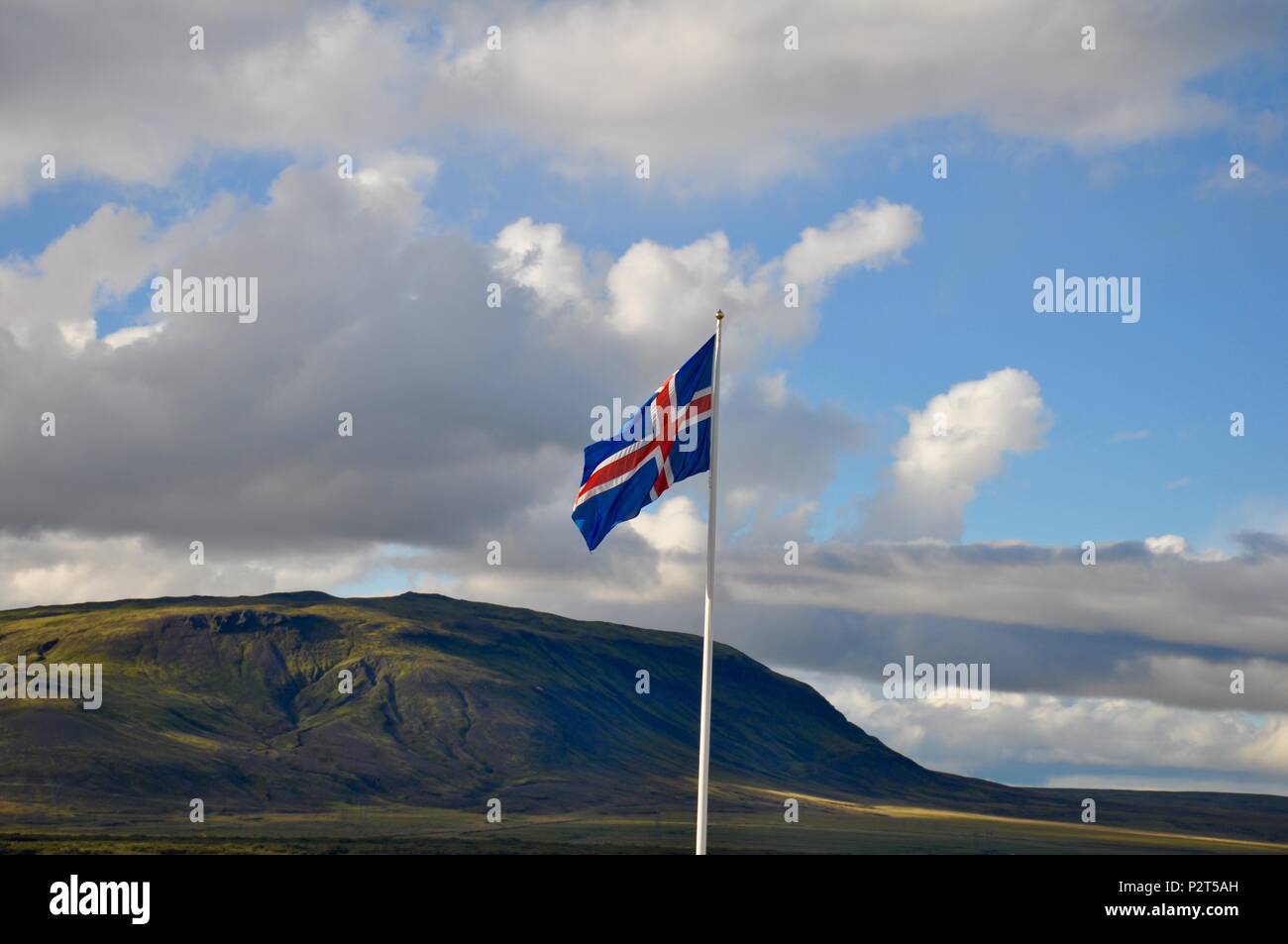 Flag of Iceland, Iceland Stock Photo