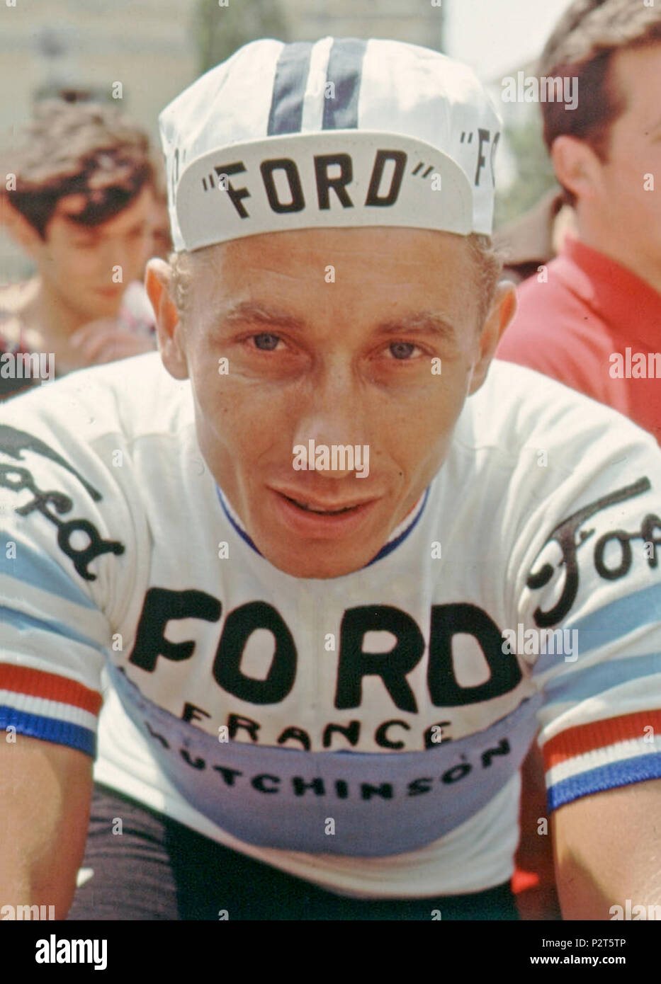 . The French cyclist Jacques Anquetil posing at the start of a stage of the Giro d'Italia. Italy, May 1966 . May 1966. Giorgio Lotti 43 Jacques Anquetil 1966 Stock Photo