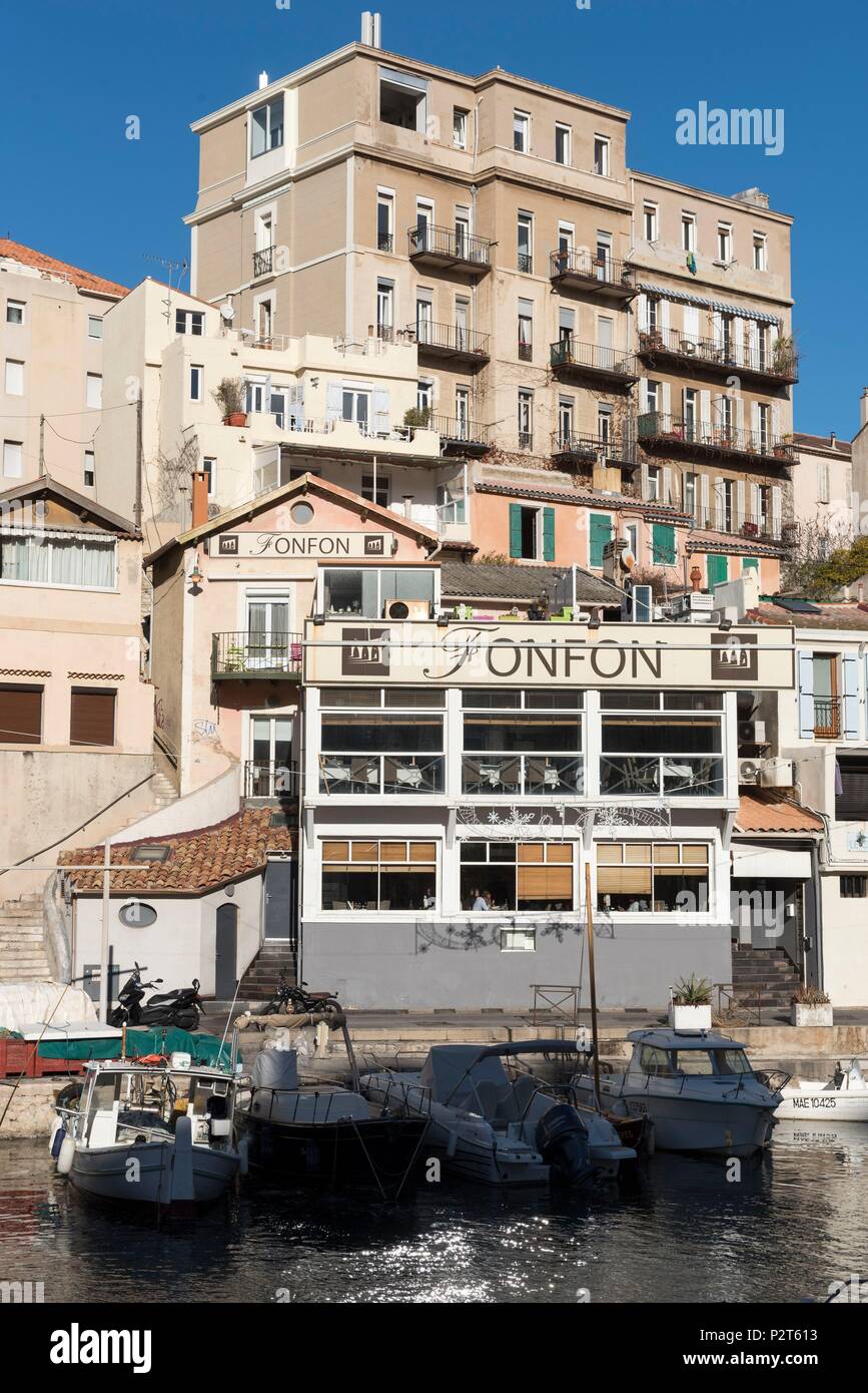 France Bouches Du Rhone Marseille La Corniche Vallon Des Auffes Restaurant Fonfon Stock Photo Alamy
