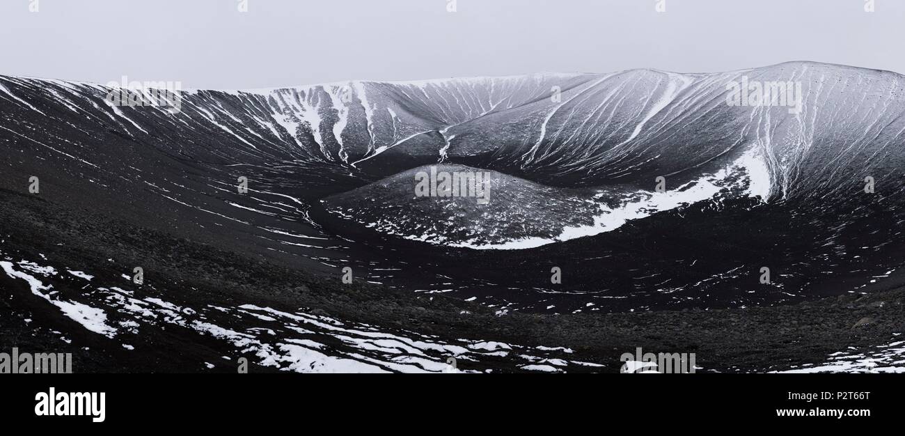 Iceland, North East Iceland, Myvatn, Hverfell Crater in winter Stock Photo