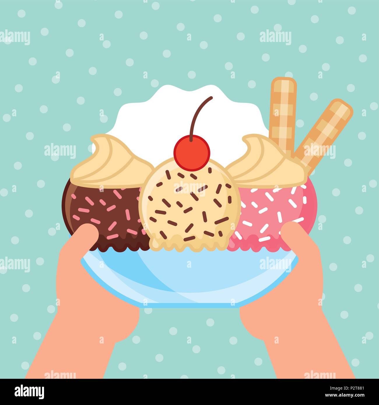 ices scream cup of different flavors with cream sticks vector