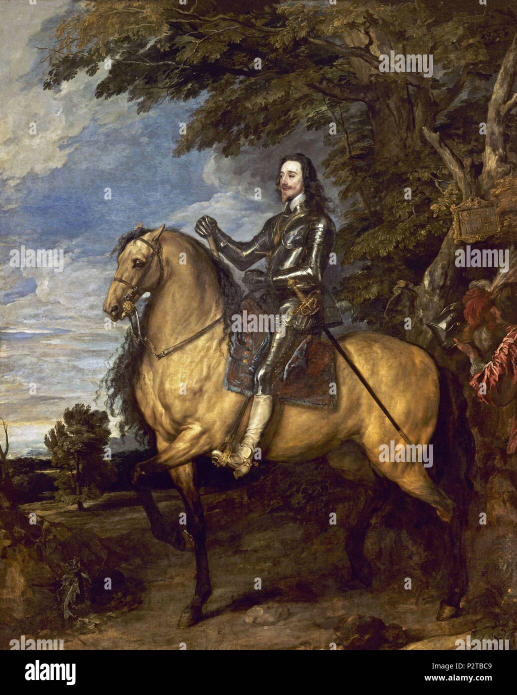 CARLOS I EN HORSEBACK-REY DE INGLATERRA. Author: Anthony van Dyck (1599-1641). Location: NATIONAL GALLERY, LONDON. Stock Photo