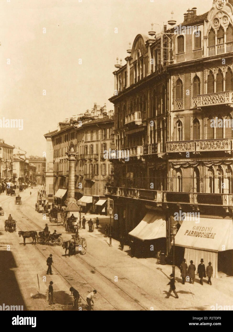 Italiano: Milano, largo San Babila e corso Venezia . circa 1890. Anonymous  56 Milano, largo San Babila 01 Stock Photo - Alamy