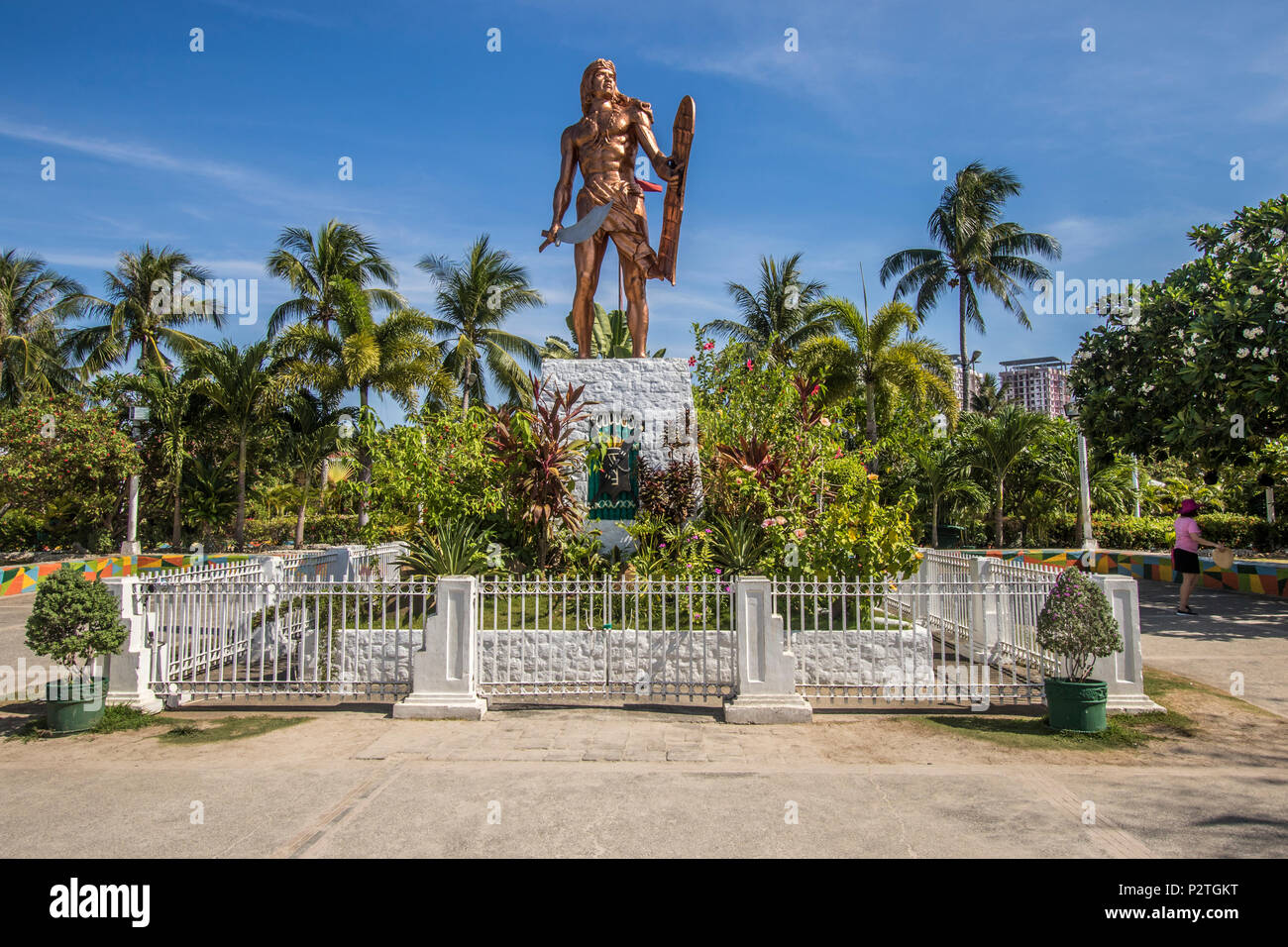Statue of Lapu lapu Chief of Mactan before colonisation by Spain on Island Mactan Philippines. Stock Photo