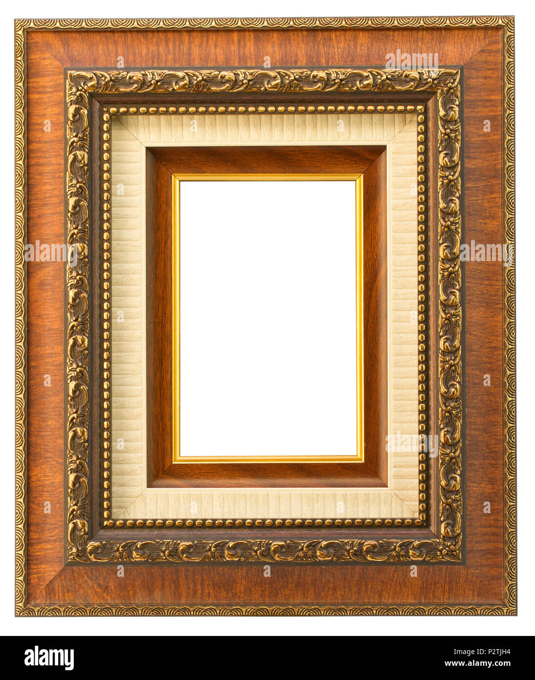 Vintage wooden frame isolated on white background Stock Photo - Alamy