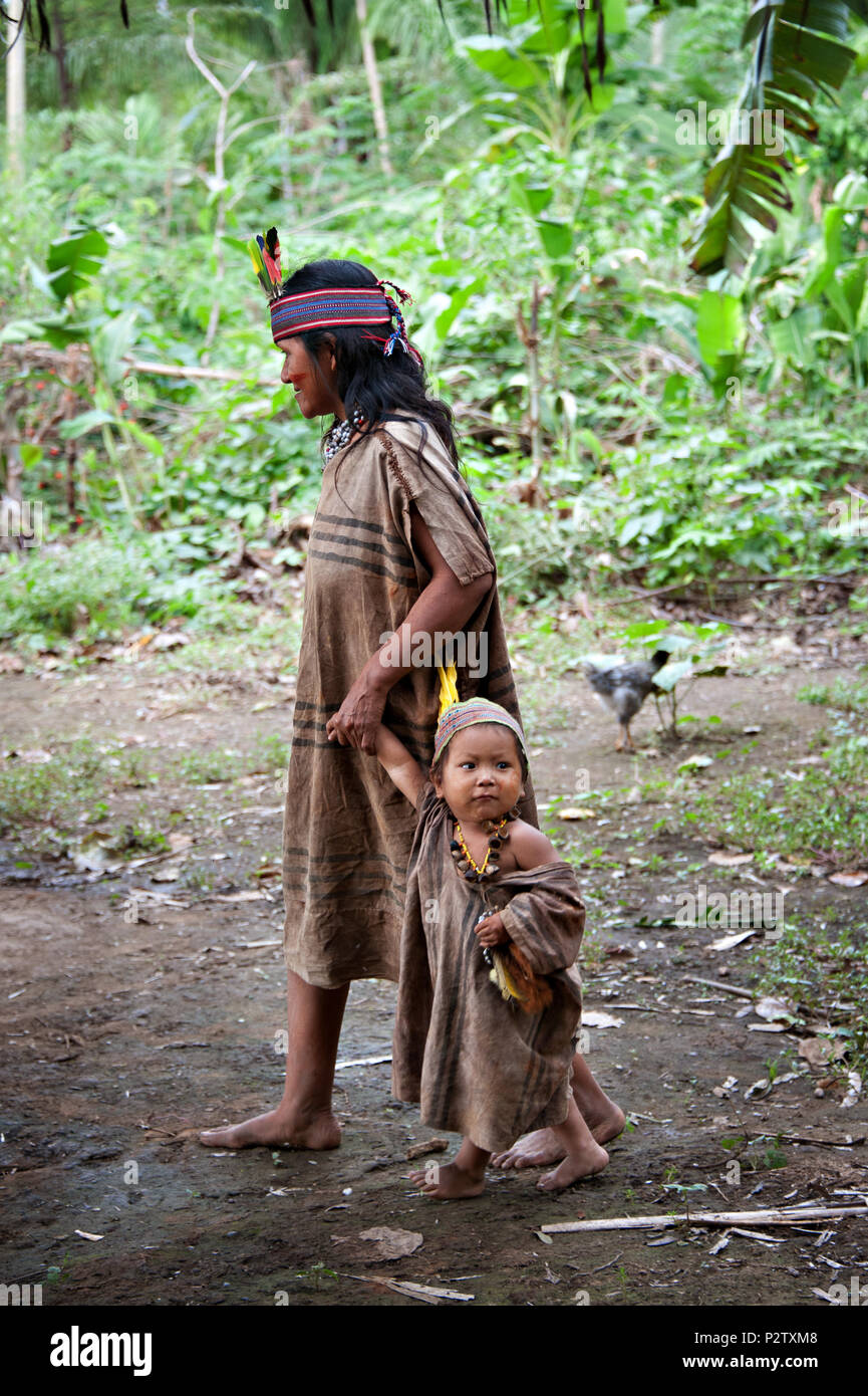 People living in an amazon village, Puerto Maldonado, Peru Stock Photo